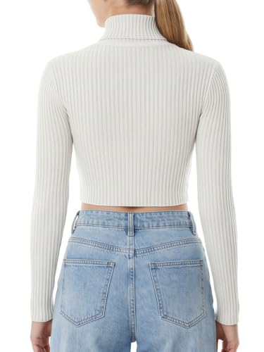 Image of MixMatchy Women's Cropped Ribbed Turtleneck Sweater