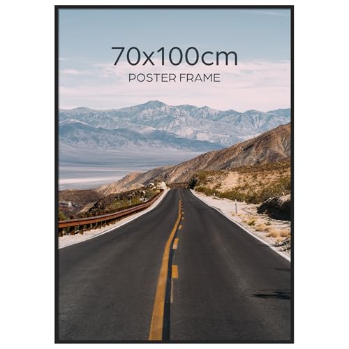 Giftgarden Schwarz Bilderrahmen 70x100 cm - Aluminium Rahmen für Fotos und...