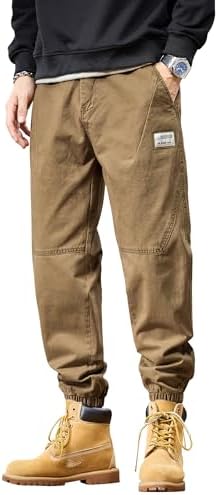 （16:30時点） [Easykode] ズボン メンズ 9分丈 サルエルパンツ レトロ 大人 ジョガーパンツ 上品 ジッパーフライ レギュラーフィット 中厚 綿 チノパン 脚長 ワイドテーパード カジュアル アンクル丈 ボトムス 作業 ミリタリー わーくぱんつ アメカジ かっこいい服 ストリート系 秋 冬 春 beige L