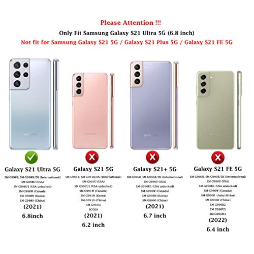 for Samsung Galaxy S21 Ultra Case: Dual Layer Protective Heavy Duty Cell Phone Cover Shockproof Rugged with Screen Protector - Military Protection Bumper Tough - Samsung Galaxy S21 Ultra 5G, Black