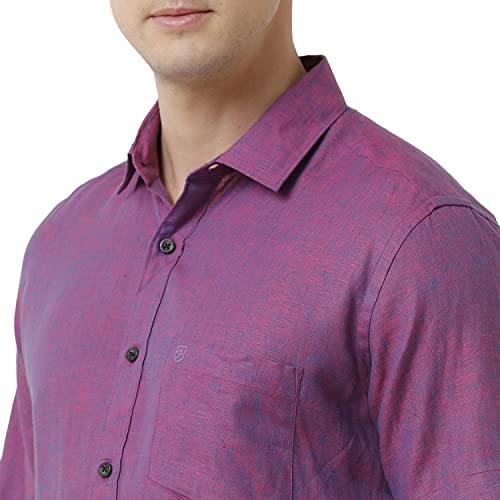 Image of Linen Club Men's Pure Linen White Solid Slim Fit Full Sleeve Casual Shirt