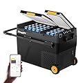 BougeRV 12 Volt Car Refrigerator, CRD2 52 Quart Portable Fridge Freezer with APP Control, -4? to 68? Dual Zone Compressor Electric Cooler 12/24V DC, 110~240V AC for Overlanding, Camping, RV, Truck