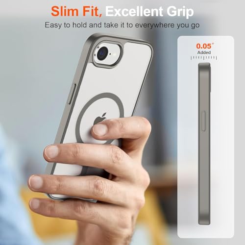 Image of DIZORO Compatible iPhone 17e / iPhone 16e Case,Compatible with MagSafe, Non Yellow Military-Grade Drop Protection & Hard PC Back Cover Slim Transparent Anti-Scratch Shockproof Phone Case - Grey