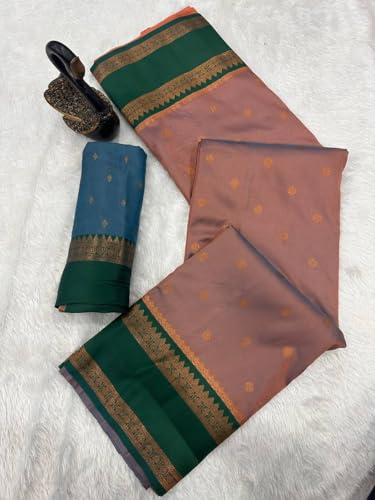 Image of Dharmavaram Pattu Paithani Saree Pure Silk Zari Weaving Floral Border Rich Pallu With Blouse Piece