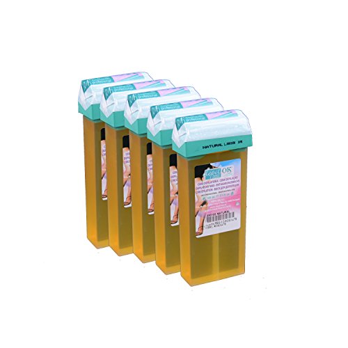Depil OK Cartuchos de cera natural 5 Set de relleno por 100 ml para la depilación ligeros en el axilas, rango de cara, pierna y Íntima.
