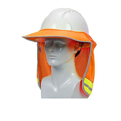 Image of XIAKE Hard Hat Sun Shield Full Brim Mesh Sunshade High Visibility, Neon Orange, 2 Pack