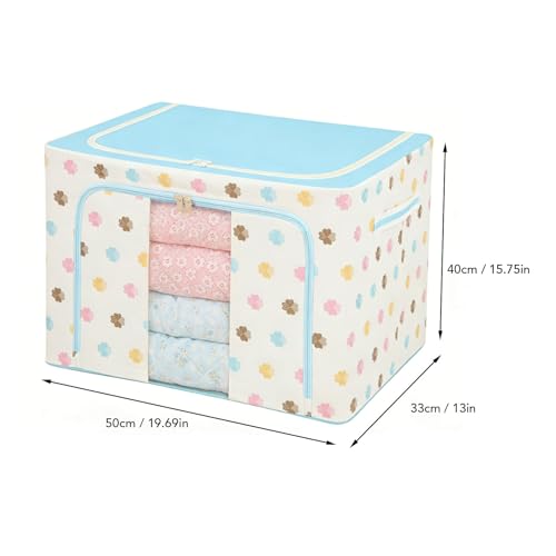 Contenedor de ropa plegable azul organizador lavable para armario y mantas 7