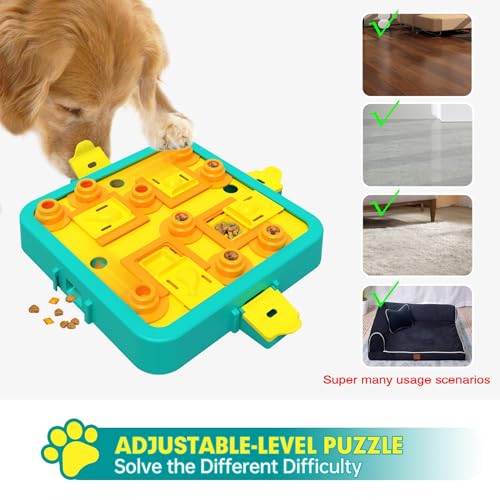 Dog Puzzle Toy Mental Stimulation - Level 3 in 1 Dogs Food Feeder Puzzle, Dog Treat Puzzle Feeder (Advanced-Blue Board)