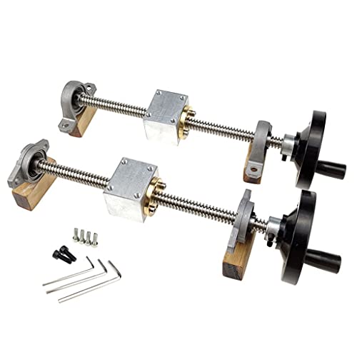 YUHYCOS Industrial Lead Screw Handwheel Lead Guide Rail Screw T10 Lead Screw 10mm 250 300 400 500mm + Vertical Bracket DIY Simple Slide(Lead 2mm Kp Set,600mm)