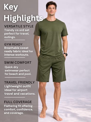 Image of Swimming Costume for Man | Co Ords for Men | Swim Suit for Men - Lightweight Quick Dry Beach & Gym Set Built to Water & Training
