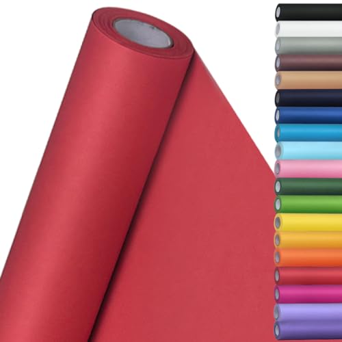 SMART&CASUAL 15 x 450 (37.5) Kraft Paper Roll for Art Craft Supplies Gift Wrapping Moving Packing Kids Painting Drawing Paint Easel Poster Chart Paper (Red 15 W x 450 L (37.5))