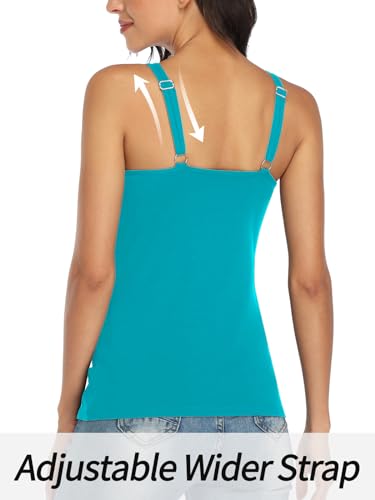 Image of V FOR CITY Women's Cotton Tank Top with Unpadded Shelf Bra Adjustable Wide Strap Camisole Summer Basic Udershirts