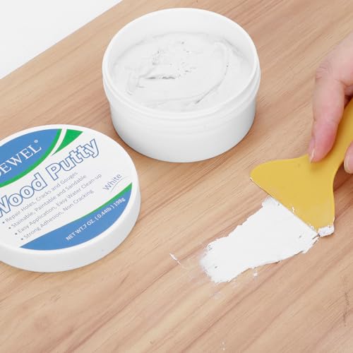 DEWEL Holzkitt Reparaturset - Holzkitt Weiss 200 g Reparaturspachtel Wasserbasis - Löchern und Rissen