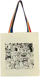 Bolsa Ecobag 100% algodão Estampa GATOS (Alça arco-íris)