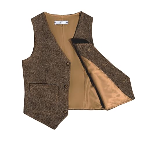 Image of Boys Retro Tweed Vest for Kids Classic Casual Waistcoat