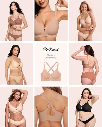 Image of ProKloud Bras for Women No Underwire Wireless Jelly Bras Full Coverage Seamless Push Up Bralettes Support Tshirt Bra