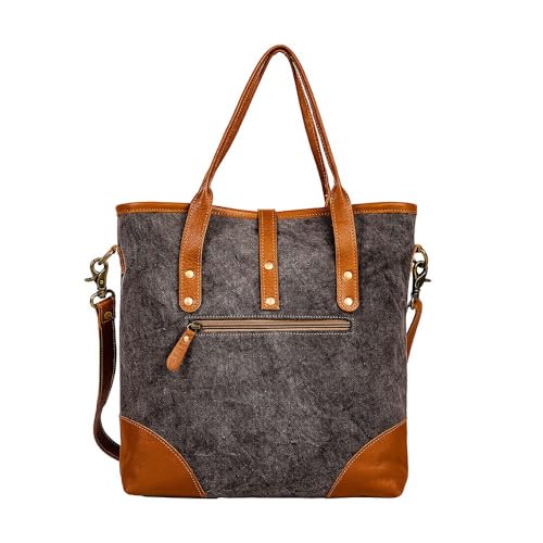 Myra Bag Shoulder Bag for Women - Western Upcycled Hairon Canvas & Leather Handbag Caramel3