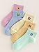 Verdusa Women's 5 Pairs Flower Embroidery Toe seamed Soft Crew Socks one-size