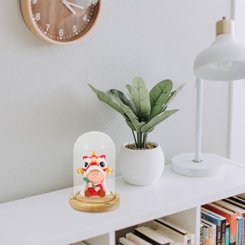 Cúpula de vidrio para flores secas y centro de mesa decorativo con base de madera 8