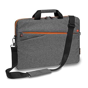 Pedea Laptoptasche Fashion Notebook-Tasche bis 15, 6 Zoll (39, 6 cm) Umhängetasche mit Schultergurt, grau/orange