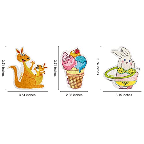 Image of 3pcs Compressed Wood Pulp Sponge Scrubber, Cute Cartoon Dual-Sided Reusable Dish Washing Cleaning Sponges Brush, with Lanyard, Individually Packaged, Household Cleaning Supplies