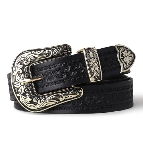 Image of 25mm Genuine Leather Waist Belt for Women - Fancy Vintage Buckle Belt For Jeans | Stylish Adjustable Party Belt For Ladies /Girls /Women | Waist Size 28-44 Inches