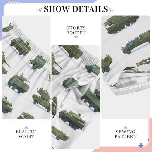 Set Of Military Vehicles Cute Pajama Pants Soft Lounge Sleepwear PJ Bottoms with Elastic Waist Ages 6–14 Years4