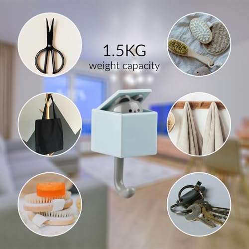 Tabanzhe Wall Hooks-4PCS Creative Adhesive Coat Hook Cute Cat Pet Hook Decorative Wall Mounted Hooks for Hanging Coats Bags Towels Bathroom Bedroom Kitchen(4Colors) - Image 3