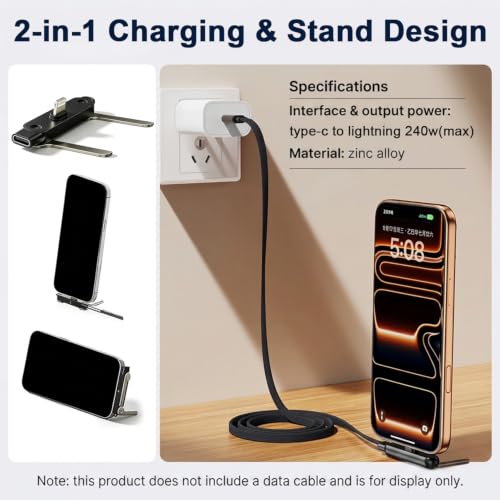 Image of Verilux 2 in 1 Type C to Lighting Fast Charging Adapter with Phone Stand | 27W Lighting to Type C Converter, Supports 480Mbps Data Sync, Adapter with Zinc Alloy Connector