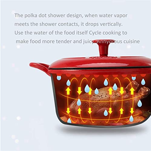 Braising Pans Stock Pot Red Cast Iron Enamel Pot-20cm Non Stick Sauce Pan Easy to Clean Casserole Dish(Red) - Image 5