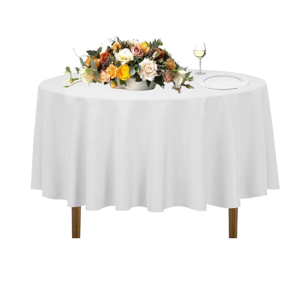 Nappe ronde blanche de cocktail Urby pour vos fêtes de jardin