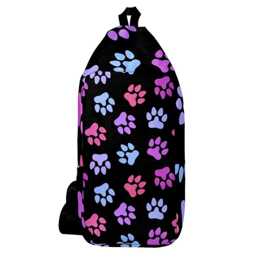 Sac à dos à bandoulière homme femme imprimé pattes chien chat multicolore