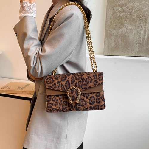 Image of MYHOZEE Crossbody Bags for Women - Snake Printed Clutch Purses Leather Chain Shoulder Bags Evening Handbags