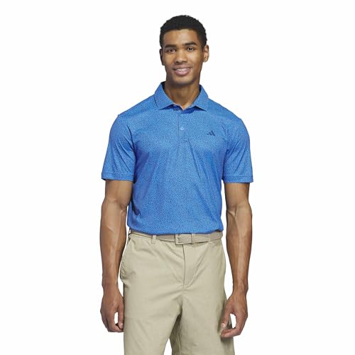 adidas Men's Ultimate365 Feather Print Polo Shirt, Dusky Petrol, Lucid Ray Blue, Large