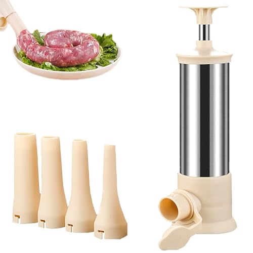 Yqyc Embutidora Manual de Salchichas con 4 Tubos de Relleno, Herramienta para Embutir Salchichas, Máquina para Rellenar Carne para Uso Doméstico
