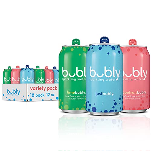 Image of bubly Sparkling Water, Back to the Basics Variety Pack, Zero Sugar & Zero Calories, Seltzer Water, 12 Fl Oz Cans (Pack of 18)