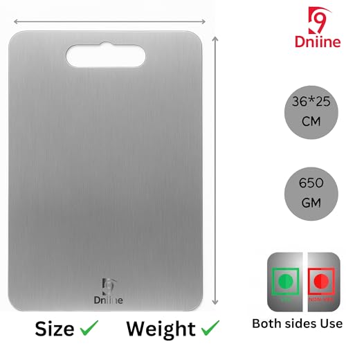 Image of Large Stainless Steel Chopping Board for Kitchen, Premium Grade, Heavy Duty Metal Cutting Board, Big Size 36 X25 cm, Easy to Clean, Durable, Safe, Knife Friendly, Anti-Bacterial