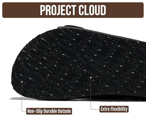 Image of Project Cloud 100% Genuine Leather Footbed Sandals for Women 2026 Comfortable Beach Essentials Womens Sandals Memory Foam Vacation Essentials Slides for Women Footwear (Santorini)