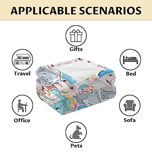 Elephant Blanket Gifts - 30"x40" Cute Throw for Women Girls - Colorful Soft Fuzzy Blankets for Couch & Office