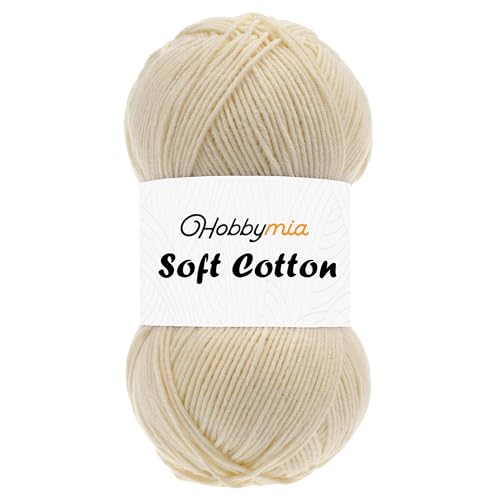Soft Cotton Yarn – 100g / 361yds (Off-White - Cream, 1 Skein)