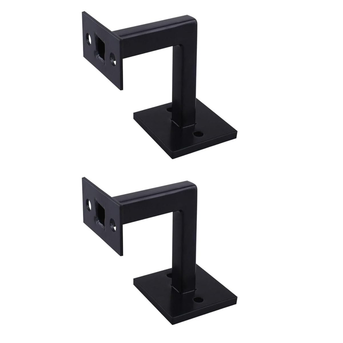 YUETTYY Heavy Duty Black Square Handrail Bracket for Staircase Banister Wall Support Balustrade - 2PCS