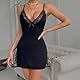 Rouhuhura Dessous Damen Sexy Unterwäsche für Frau Nachthemd Kurze Negligee Sexy Mit Spitzen V-Ausschnitt Nachtkleid Unterkleid Baby Dolls Negligees für Damen (Schwarz M)