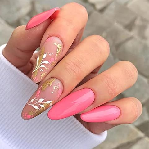 Sethexy Almond Flower Stiletto Press on Nails Cover