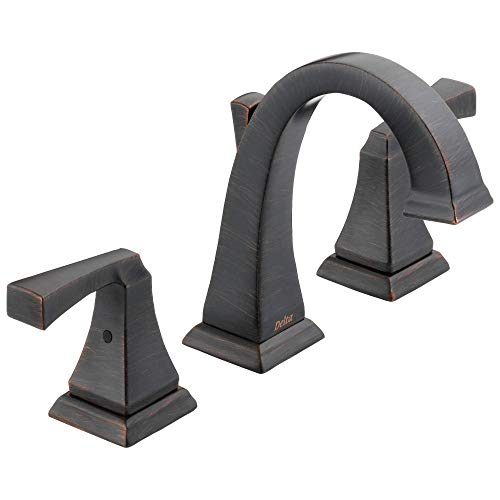 Delta Dryden Oil Rubbed Bronze Bathroom Faucet 3 Hole 8 Inch Widespread Bathroom Sink Faucet for Vanity Metal Push-Pop Drain Assembly Venetian Bronze 3551-RBMPU-DST