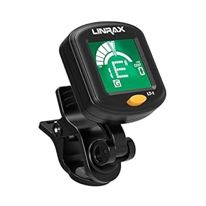 Linrax LT-1 Clip-On Tuner, Stemapparaat voor Gitaar Bas Ukelele Viool Banjo Mandoline Viola Cello, Digitale Gitaartuner met 360° LCD Display, Chromatische Stemmer voor Alle Snaarinstrumenten, Zwart