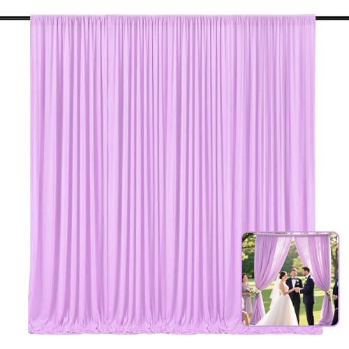 Image of 2 Panels Light Purple Backdrop Curtain, 10 x 10 Feet Polyester Background Curtains for Parties, Weddings, Baby Showers, Halloween, Christmas, Birthday Party Photoshoot Backdrop Curtains Decorations