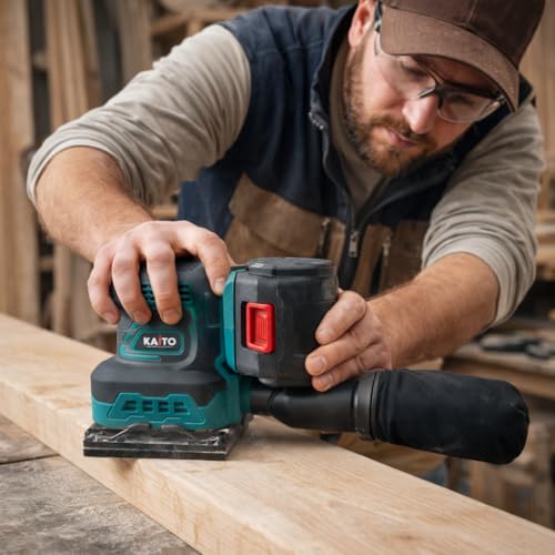 Image of KAITO 48V Cordless 125mm Random Orbital Sander | Brushless Polisher & Finishing Tool | 120 Grit Sanding Machine for Wood, Furniture & Auto Refinishing | with Battery & Charger