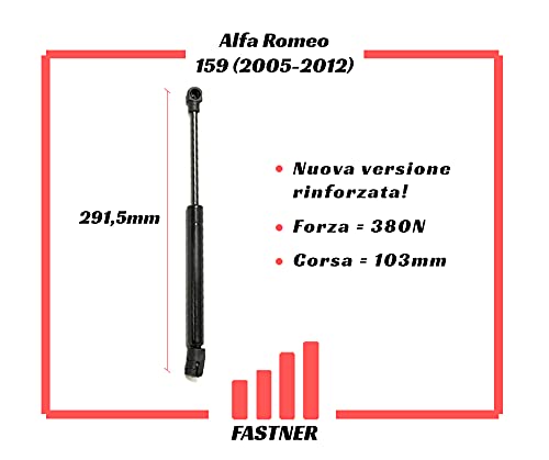 Compatibile con Alfa Romeo Coppia Ammortizzatori Molle a Gas Pistoni Pistoncini Portellone Bagagli Posteriori 159 (2005-2012) 60680087, 606800870