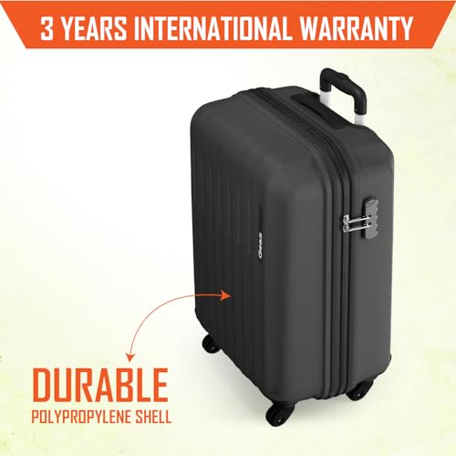 Image of Safari Cabin Genius Alley 55cm Trolley Bag Hard Case Polypropylene, 4 Spinner Wheels, 360 Degree Wheeling Carry on Luggage, Travel Bag, Suitcase for Travel, Trolley Bags for Travel, Black