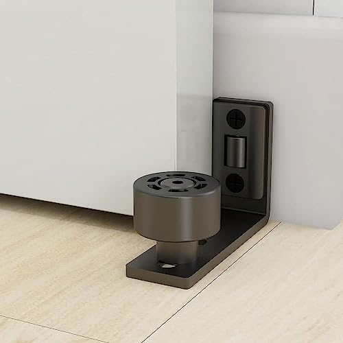 Wolfbird Floor Guide 2 Doors Adjustable Sliding Barn Door Bottom Roller Guide Wall Mount Hardware Black, A-Style (2PCS) - Image 2